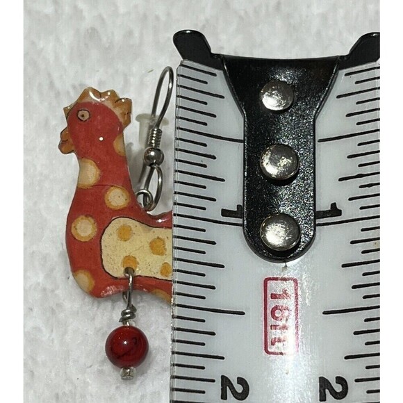 Roaster Earrings Free P&P Resin Pet Novelty Country Boho Farmhouse - Picture 6 of 7